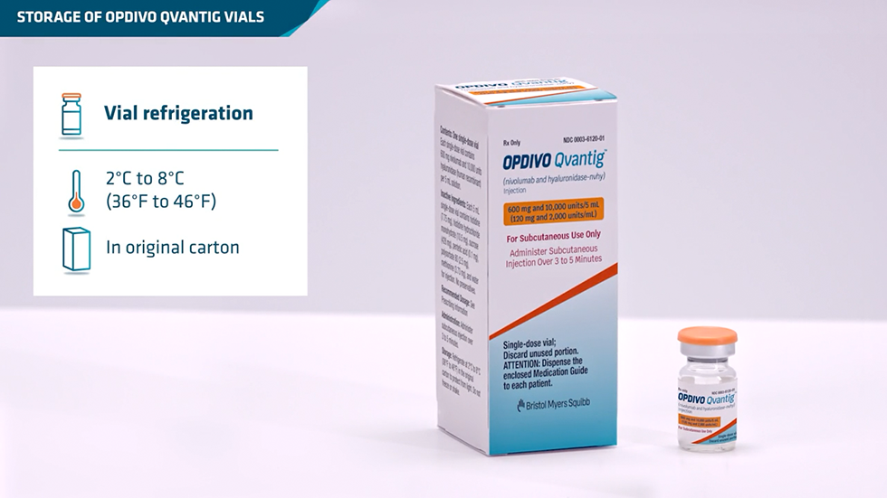 Watch video: OPDIVO Qvantig® (nivolumab+hyaluronidase-nvhy) storage and handling