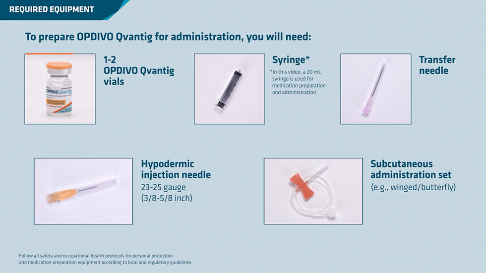 Watch video: OPDIVO Qvantig® (nivolumab+hyaluronidase-nvhy) preparation of subcutaneous injection
