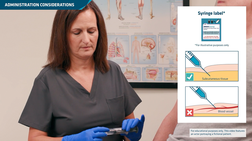 Watch video: OPDIVO Qvantig® (nivolumab+hyaluronidase-nvhy) dministration of subcutaneous injection